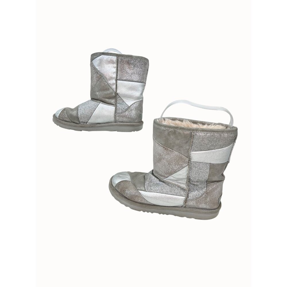 Ugg Silver Metallic Glitter Patchwork Short Boots… - image 2